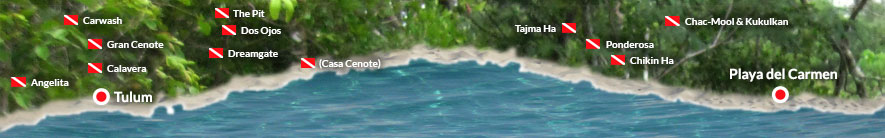 Dive site map of Cenotes
